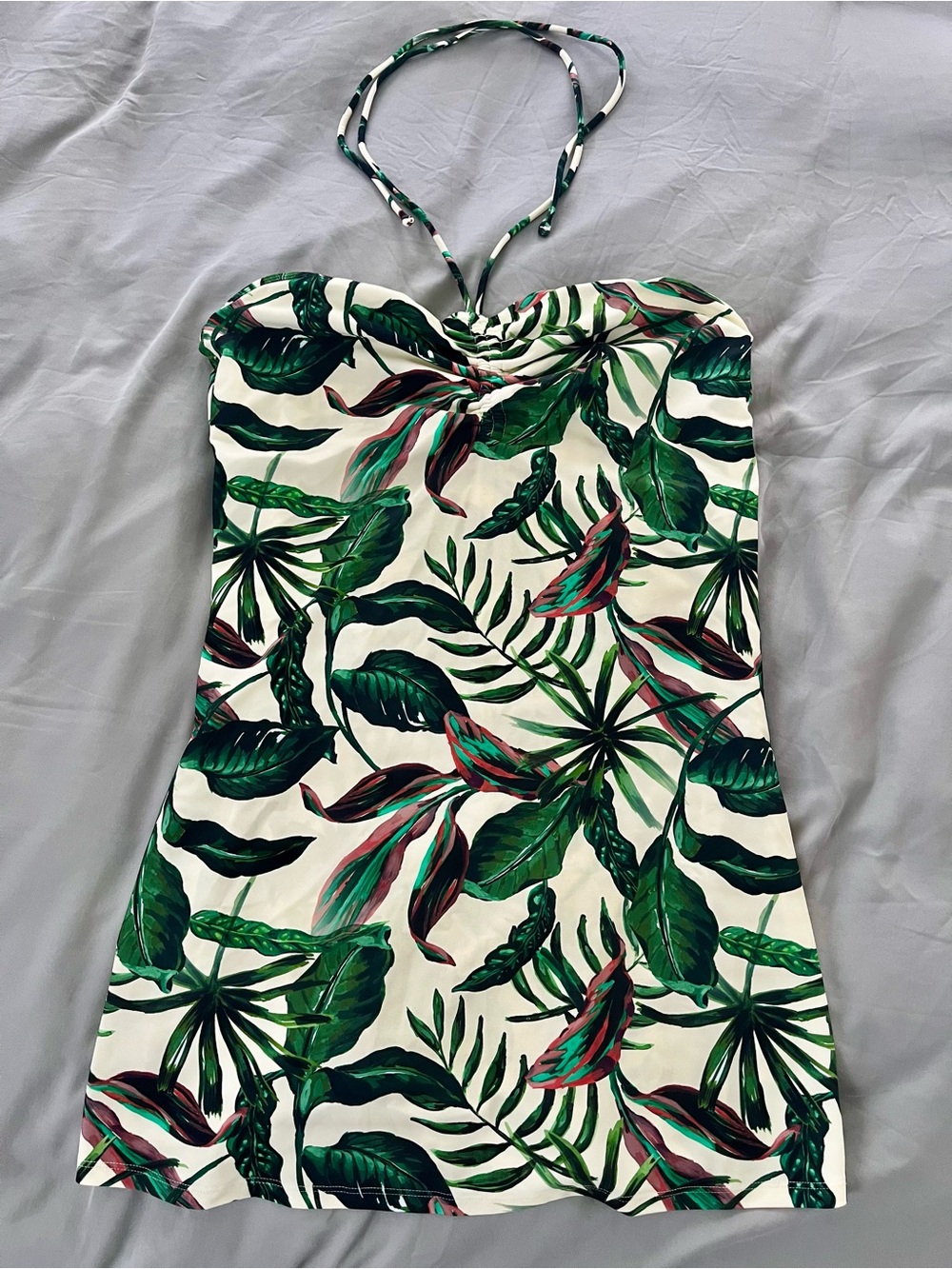 Andie Waikiki Swim Dress Tankini in “Ivory Palm” Size L